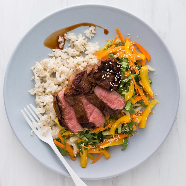 Asian Lamb with Jasmine Rice and Sesame Slaw