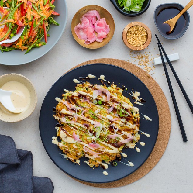 Okonomiyaki with Japanese Slaw