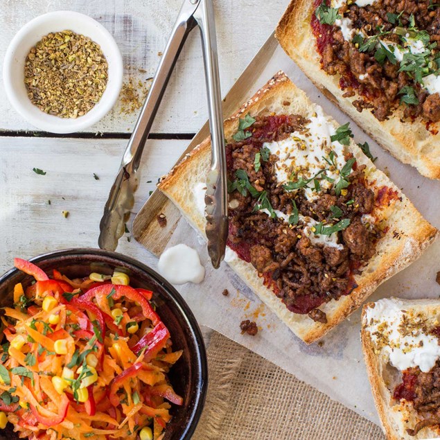 Turkish Lamb Pide with Capsicum and Mint Salad