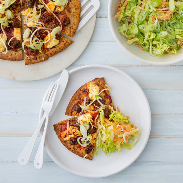 Teriyaki Pork and Sprouted Seed Pizzas