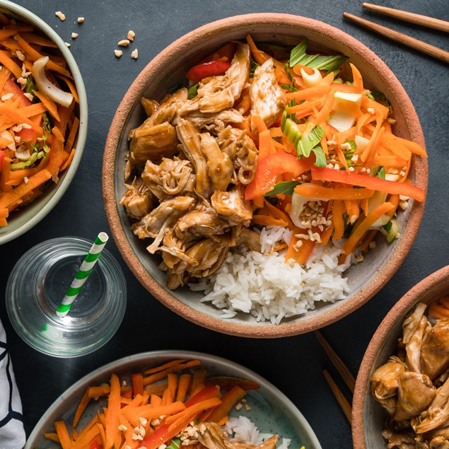 Teriyaki Pulled Chicken Donburi Bowls