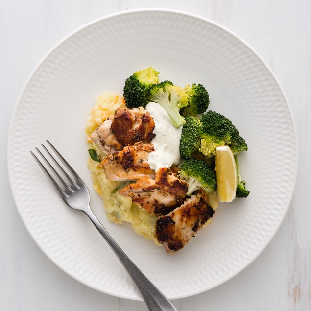 Lemon Thyme Chicken with Mash and Caper Crème 