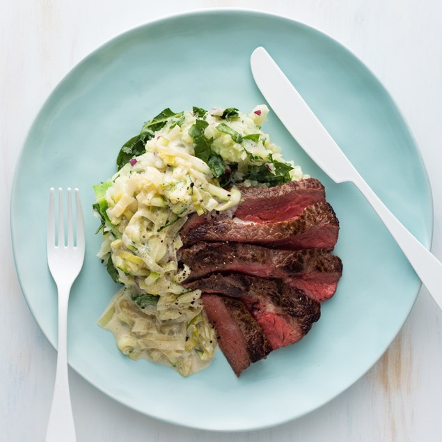 Beef Rump Steaks with Colcannon and Creamy Leeks
