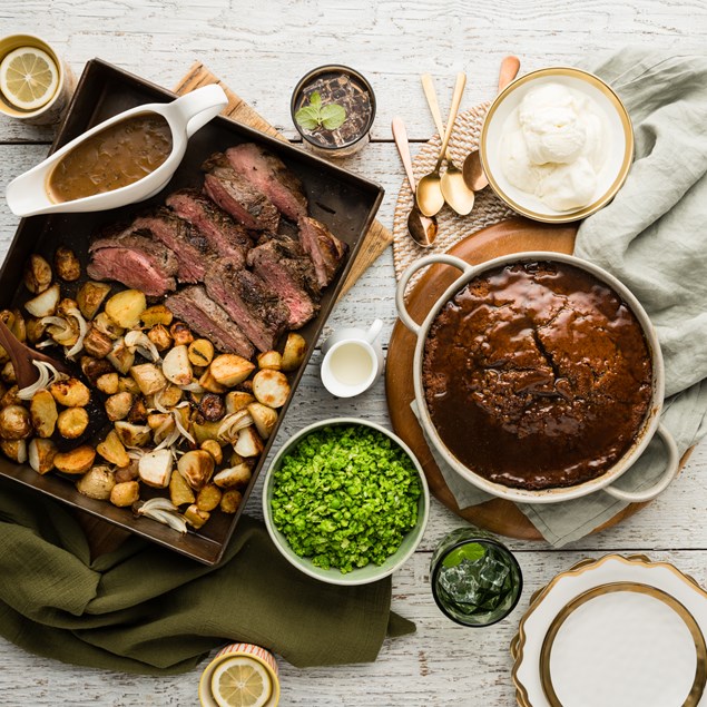 Butterflied Leg of Lamb Roast with Ginger Self-saucing Pudding