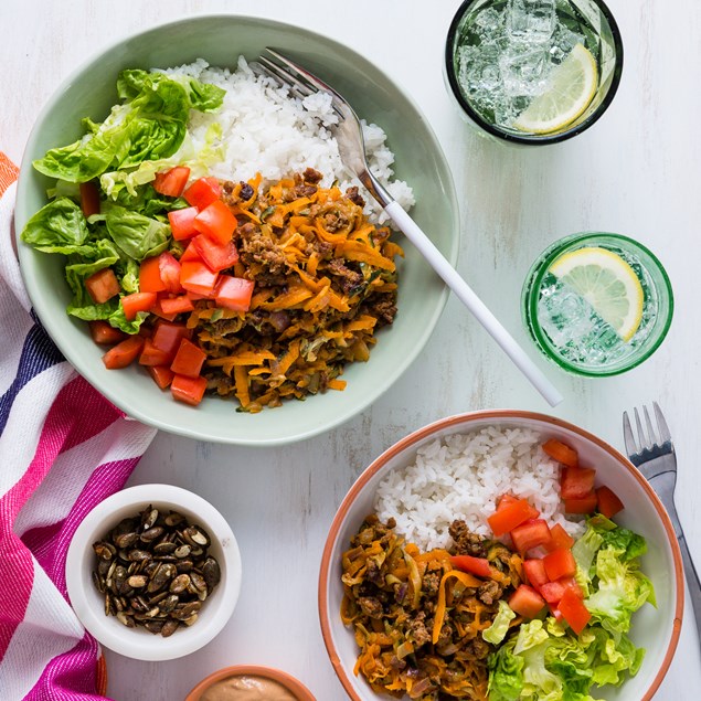 Mexican Beef Bowls with BBQ Sauce & Sour Cream