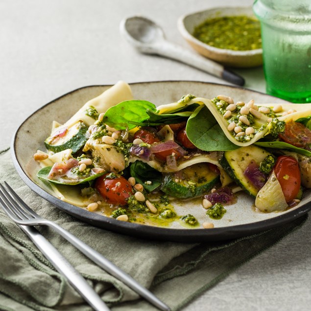 Courgette, Artichoke & Basil Pesto Layered Pasta