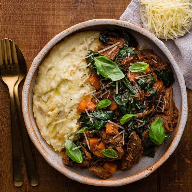 Beef Brisket Ragu with White Bean & Potato Mash