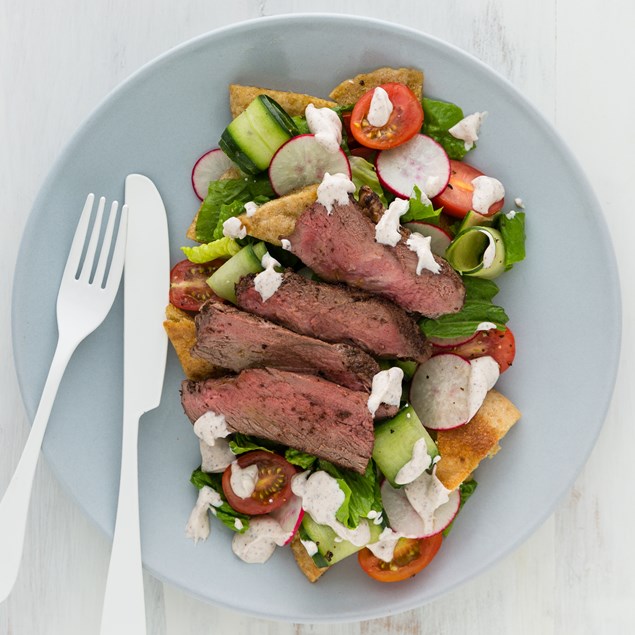 Spiced Lamb with Fattoush and Sumac Yoghurt
