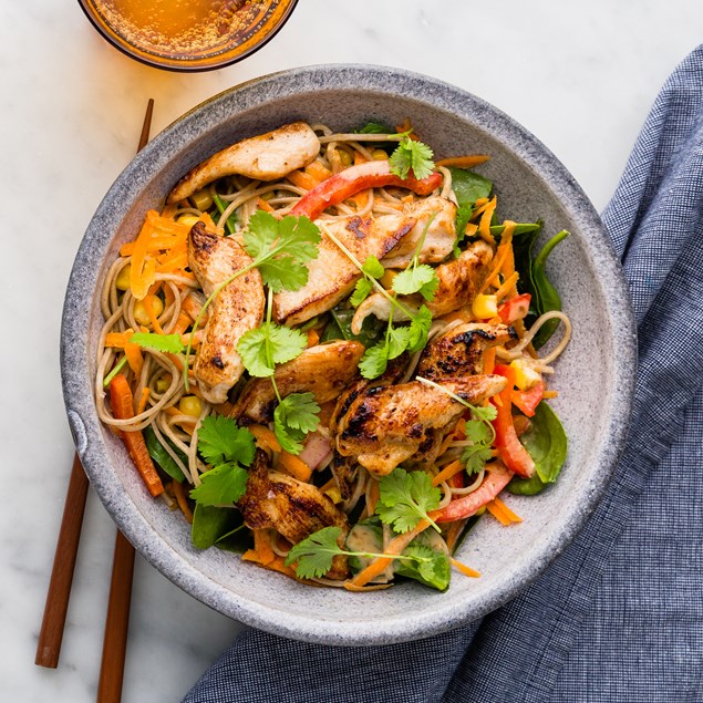 Chicken Soba Noodle Salad with Sesame Seed Dressing