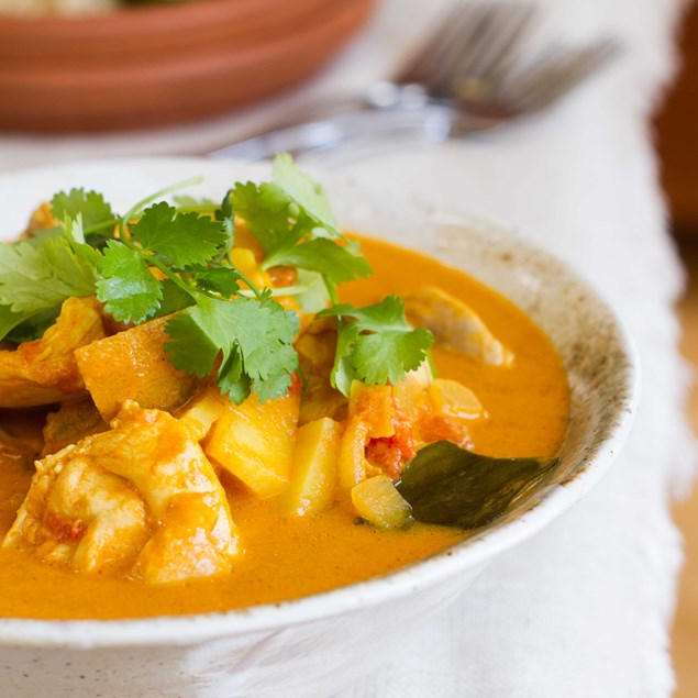 Yellow Chicken Curry with Kaffir Lime and Cucumber