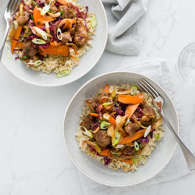 Chinese Lamb and Veggie Stir-Fry with Brown Rice
