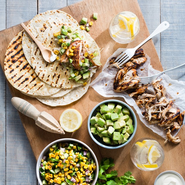 Chicken Tacos with Grilled Corn Salsa 