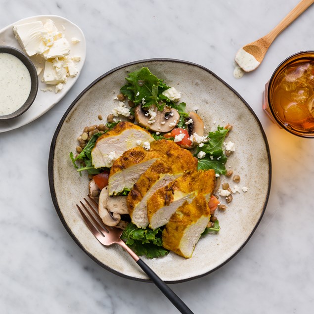 Greek Chicken with Roasted Mushrooms and Tzatziki 