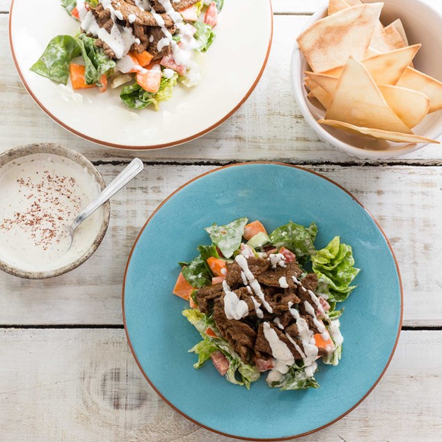 Beef Fattoush with Sumac Yoghurt Dressing