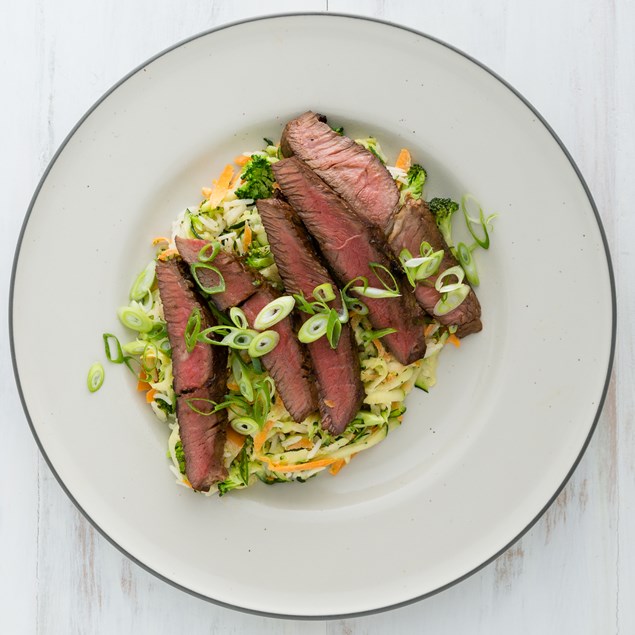 Marinated Beef Steaks with Rice Salad