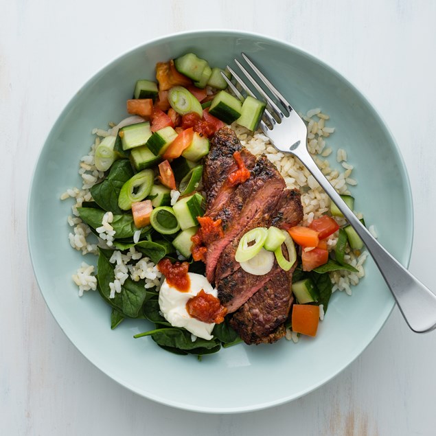 Mexican Lamb Bowls with Tomato Chipotle Chutney