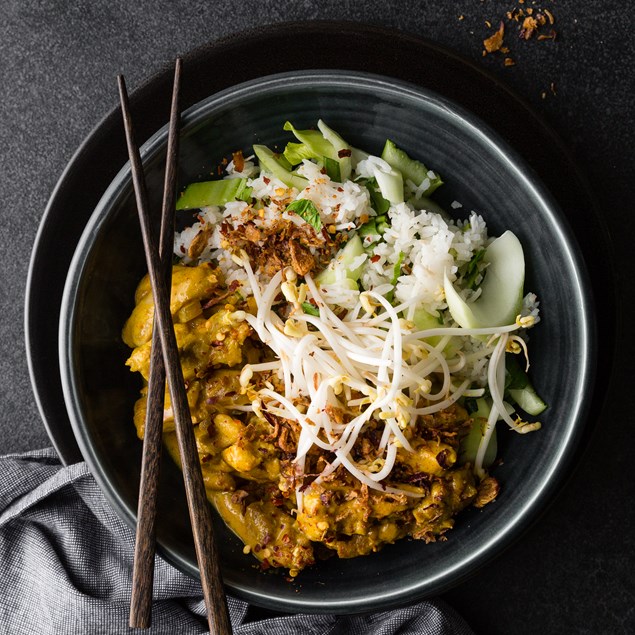 Thai Yellow Chicken Curry with Toasted Coconut Rice