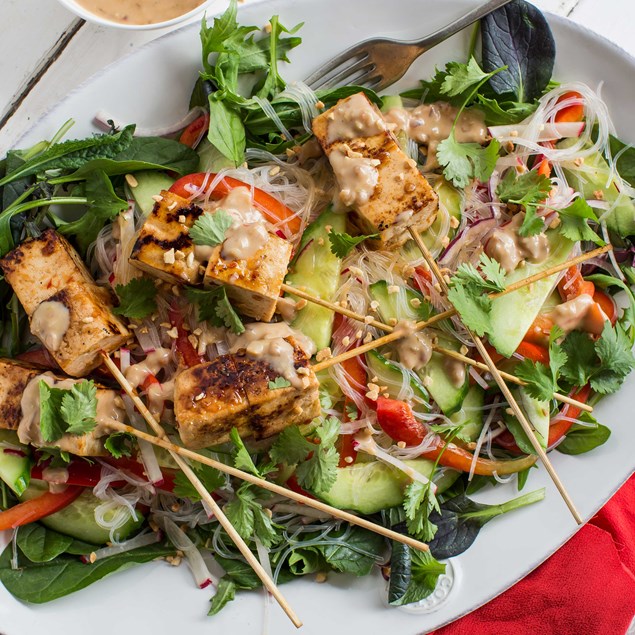 Tofu Satay Skewers with Vermicelli Salad