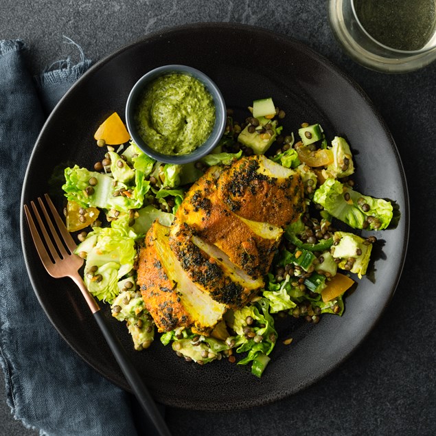 Indian Chicken Salad with Avocado and Zhug