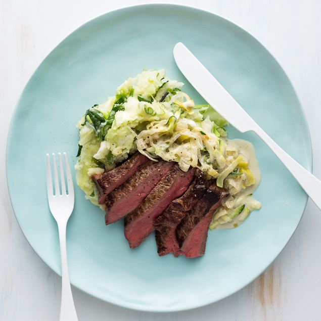 Beef Rump with Colcannon and Creamy Leeks