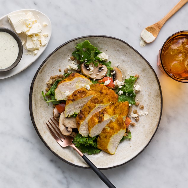 Greek Chicken with Roasted Mushrooms and Tzatziki