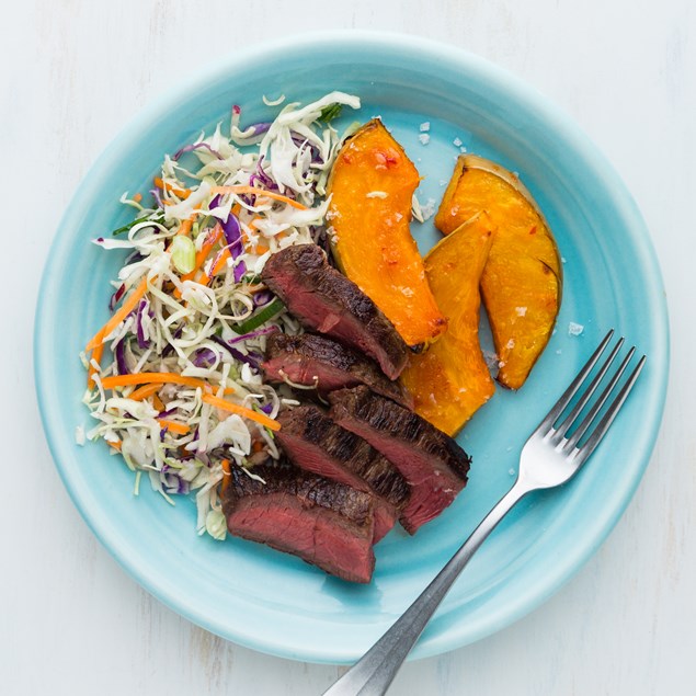 Beef and Asian Cabbage Slaw with Roasted Pumpkin