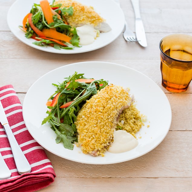 Orange-Crusted Fish with Chermoula Couscous