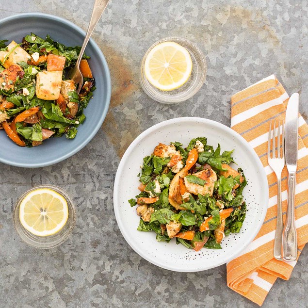 Tunisian Roasted Carrot and Chicken Salad with Crispy Pitas