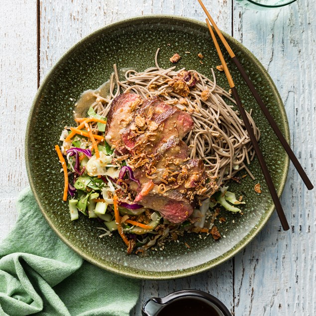 Miso Glazed Beef with Slaw and Soba Noodles