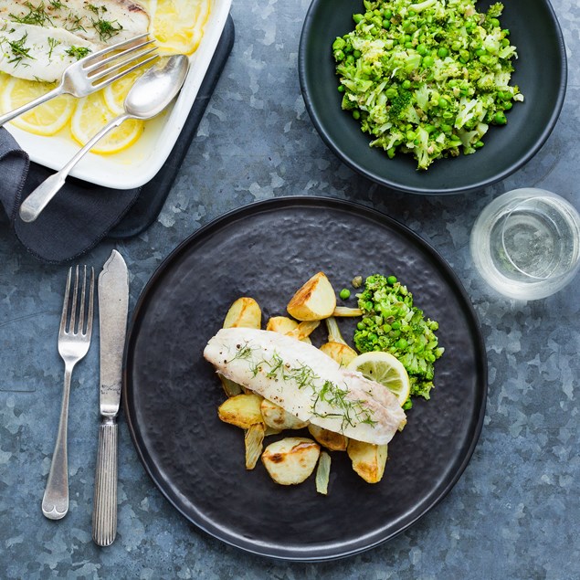 Lemon Dill Fish with Fennel Roasted Potatoes