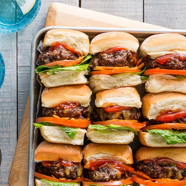 Beef Sliders with Cheese and Gherkins