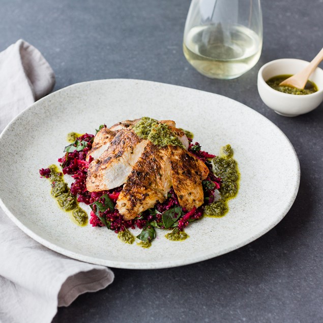  Aztec-Spiced Chicken with Super Food Quinoa Salad and Chimichurri