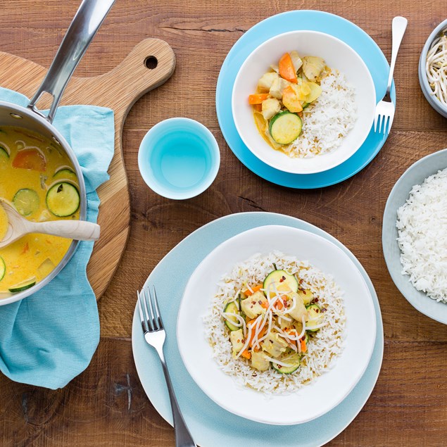 Thai Yellow Fish Curry with Basmati Rice - My Food Bag