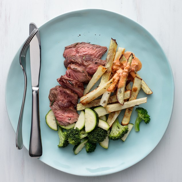 Rosemary Lamb with Kumara and Parsnip Chips 