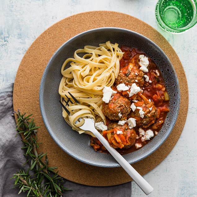 Rosemary Lamb Meatballs with Tomato Vegetable Sauce
