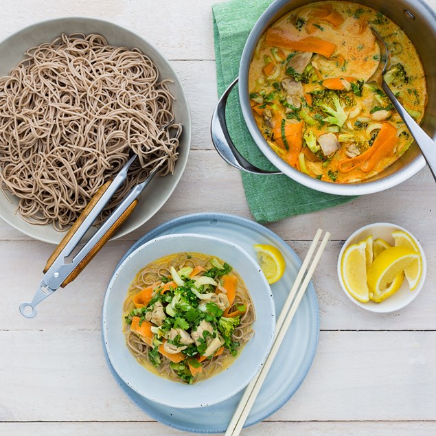 Chicken and Soba Noodle Laksa Soup