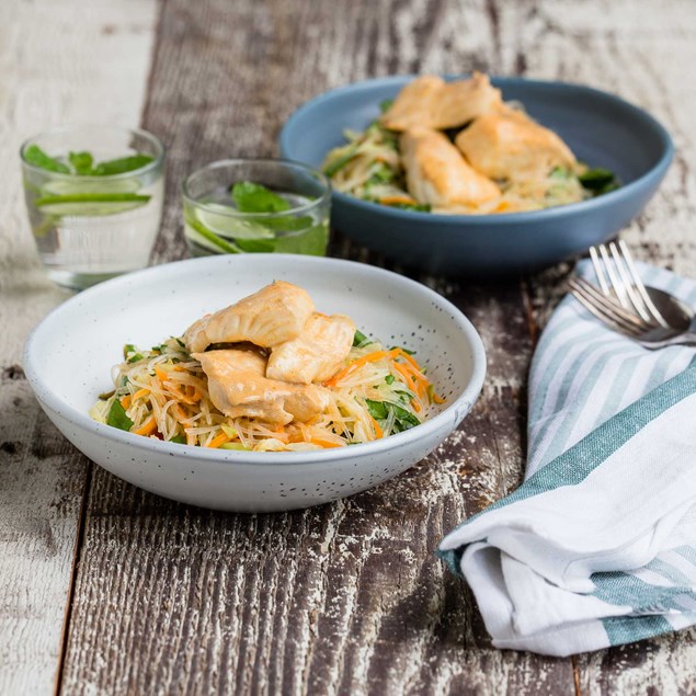 Thai Red Fish Curry with Vermicelli and Vegetable Stir-Fry - My Food Bag