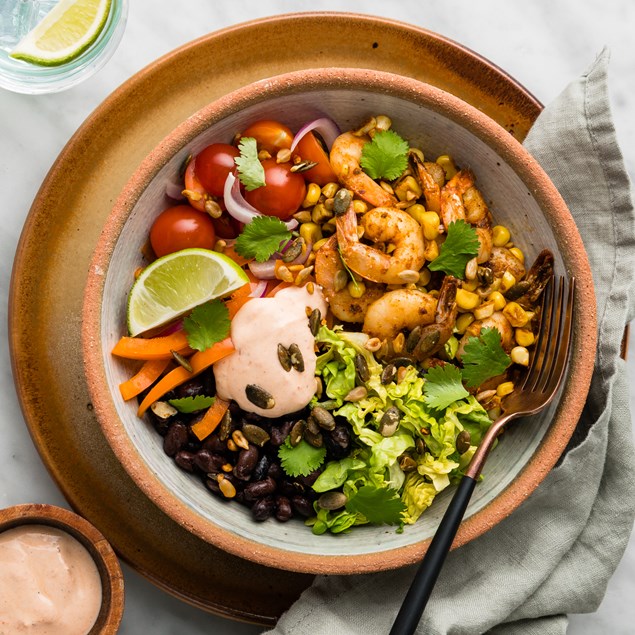 Prawn Burrito Bowl with Chipotle Sour Cream & Lime - My ...