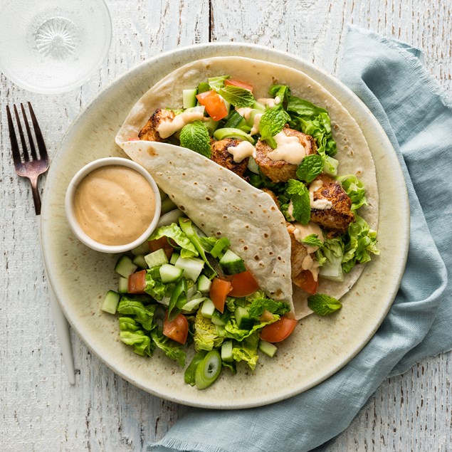 Chicken Naan Wraps with Butter Chicken Crema