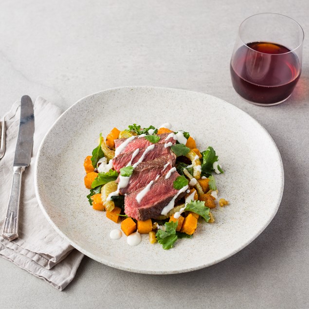 Beef Scotch Fillet with Chermoula Butternut, Dates and Feta Whip