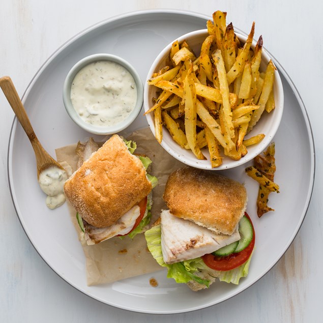 Market Fish Sliders with Crispy Baked Fries
