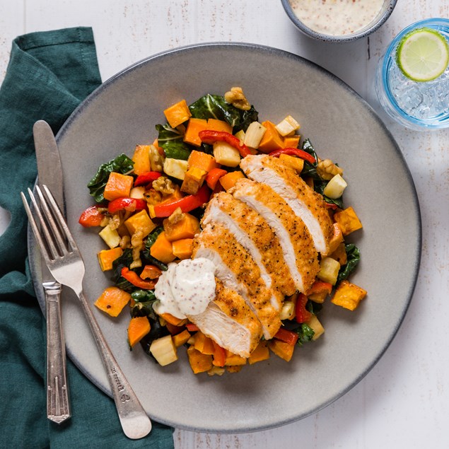 Pan Fried Chicken with Kumara & Walnut Toss - My Food Bag