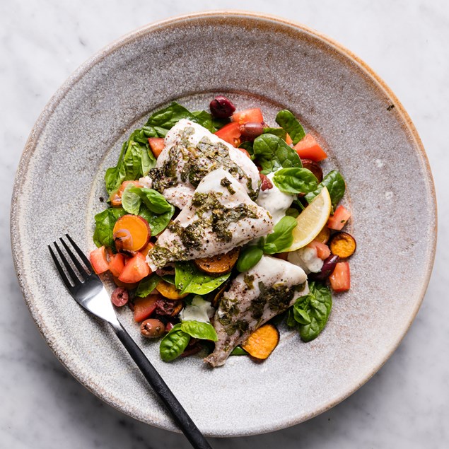 Gremolata Fish With with Roasted and Tzatziki