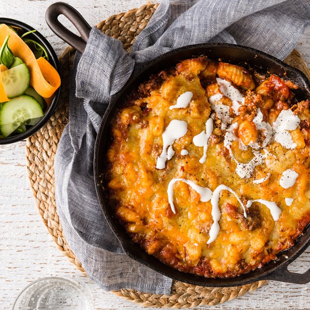 Italian Beef & Gnocchi Bake with Garlic Sauce