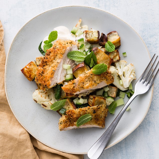 Kawakawa Crumbed Chicken with Kumara Chunks 