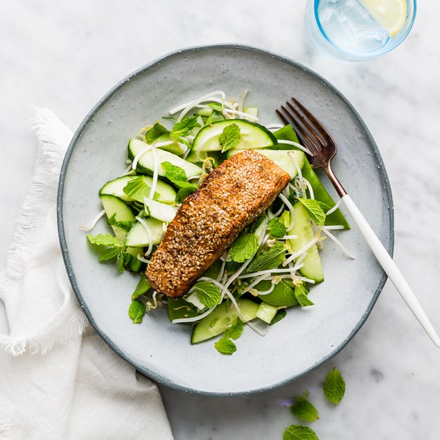 Thai Salmon Salad with Snow Peas