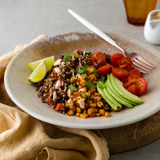 Mexican Buddha Bowl with Roast Corn and Avocado