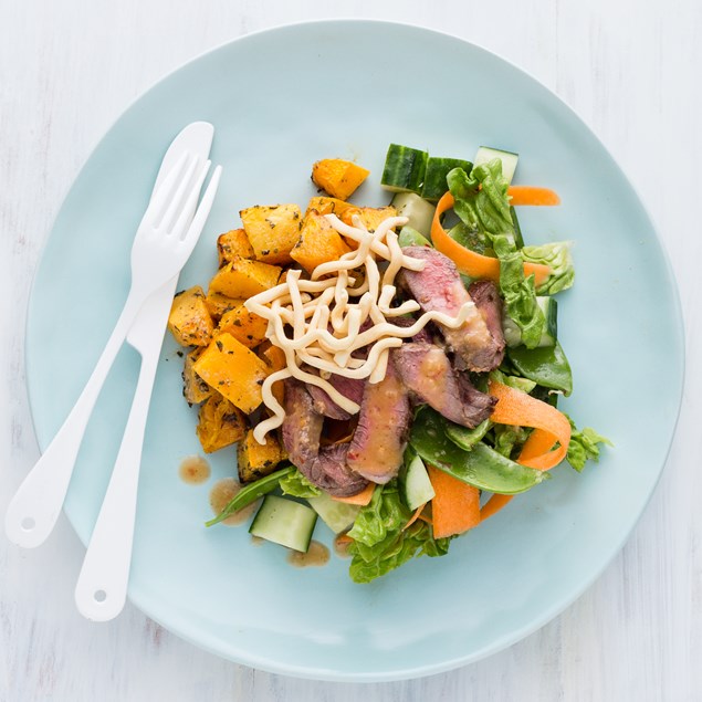 Thai Beef Salad with Pumpkin and Crispy Noodles