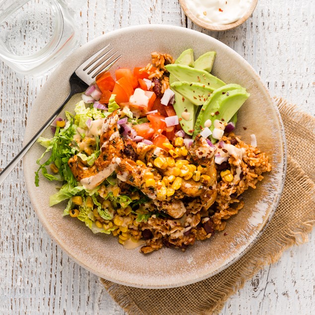 Mexican Chicken Bowl with Jalapeño Crema