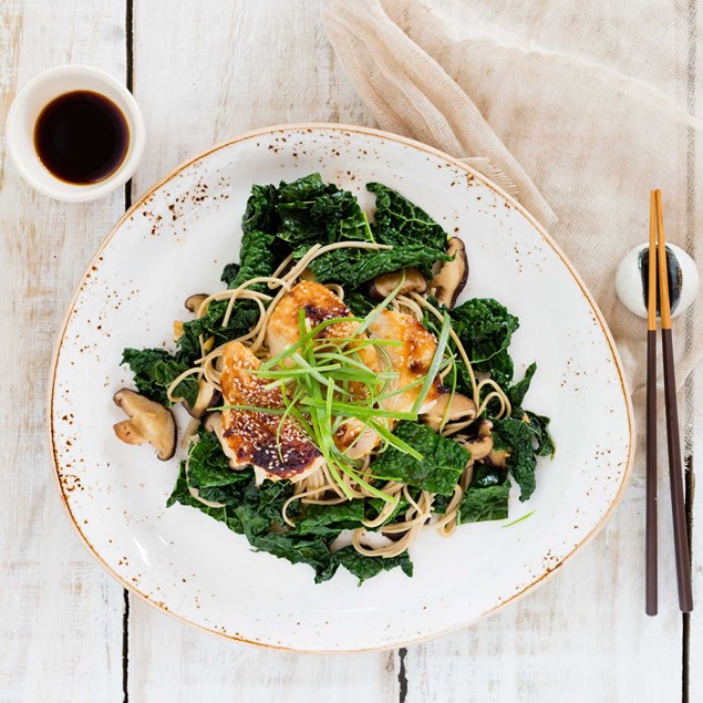 Miso-Glazed Chicken with Shiitake Mushroom and Cavolo Nero Soba Noodles ...